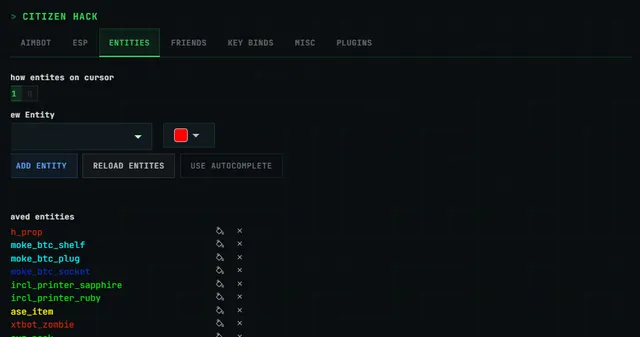 Citizen Hack entity ESP menu