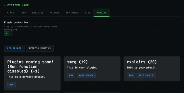 Citizen Hack gLua plugins menu